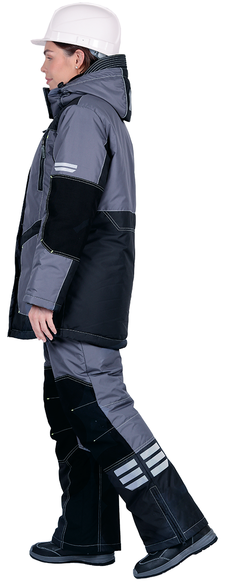 картинка Куртка ЭДВАНС зимняя, серый-т.серый-лимонная отделка, женская