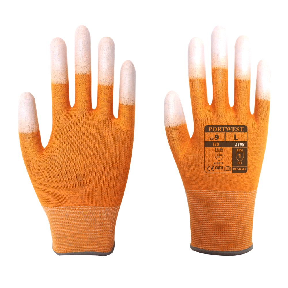картинка Portwest A198, Антистатические перчатки с полиуретановым покрытием на пальцах