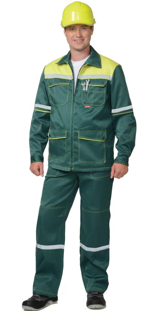 картинка Костюм МЕХАНИК-С куртка-брюки зеленый/желтый, СОП 25мм