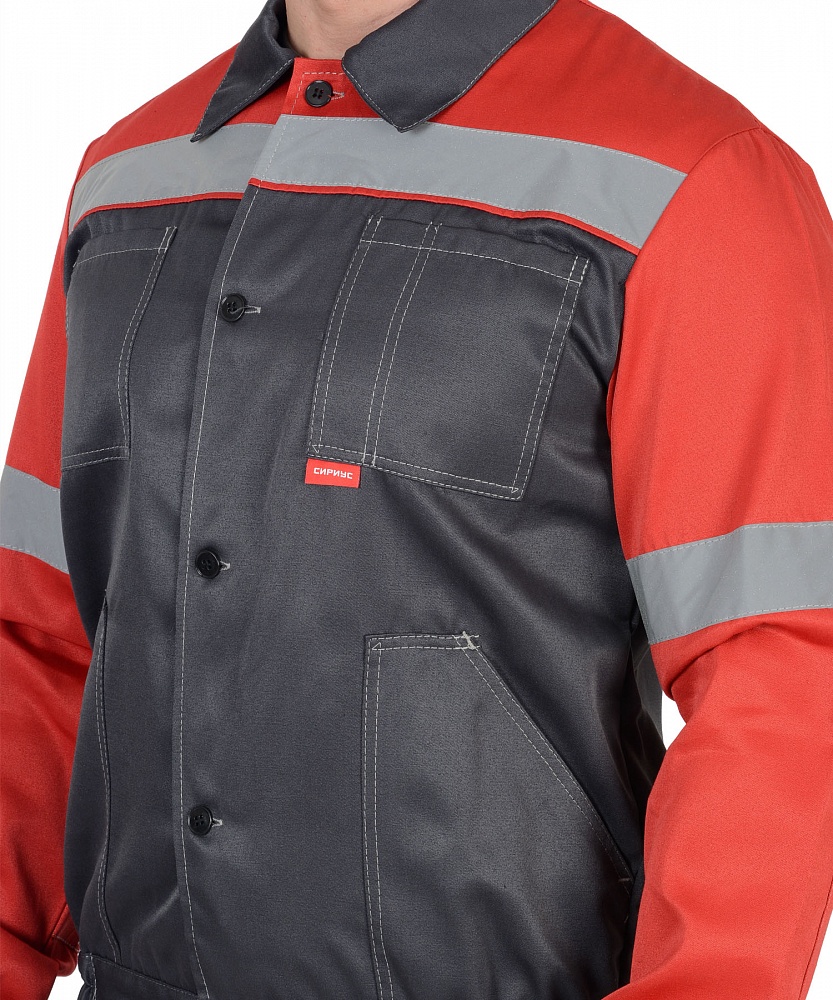 картинка Костюм ЛЕГИОНЕР-С куртка-брюки (тк. смесовая) серый/красный, СОП 50мм