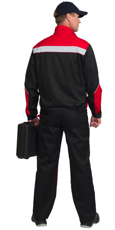 картинка Костюм ОРИОН-С, куртка-п/к (тк. смесовая) черный/красный, СОП 50мм