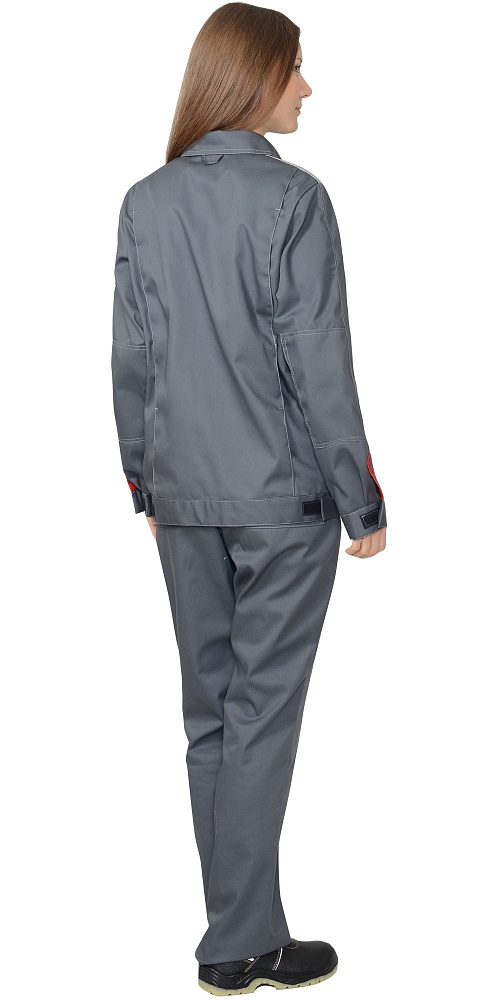 картинка Костюм ФАВОРИТ-С женский куртка-брюки (тк.смесовая) т.серый/св.серый