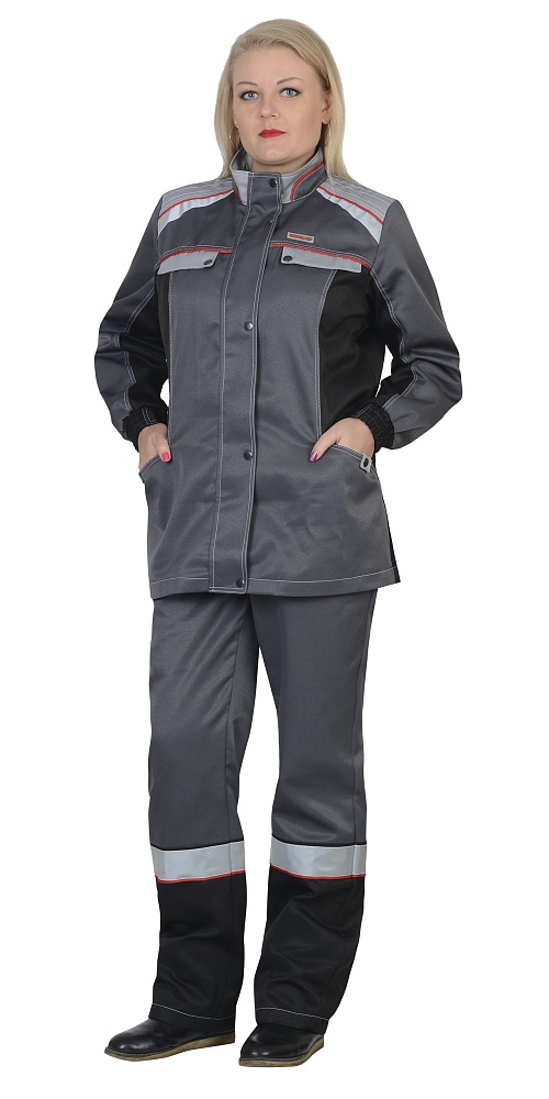 картинка Костюм ВОЛОГДА-С женский куртка-брюки серый/св.серый/черный