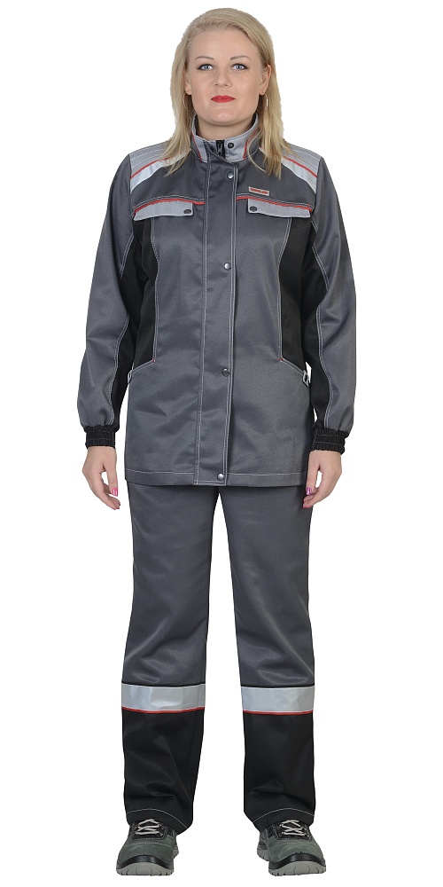 картинка Костюм ВОЛОГДА-С женский куртка-брюки серый/св.серый/черный