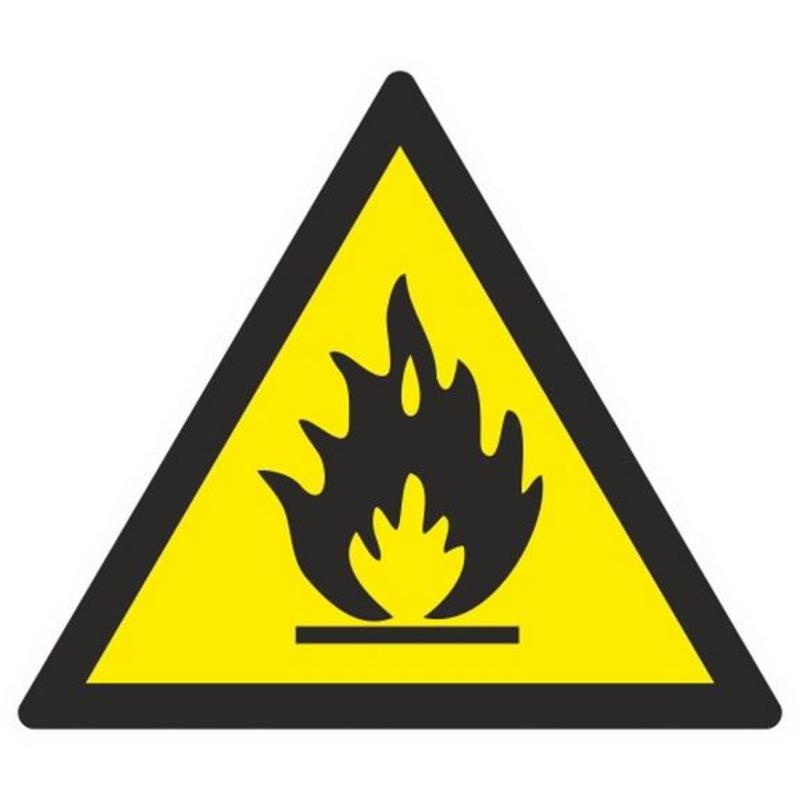 картинка Знак безопасности Пожароопасно. Легковоспламеняющие вещества W01 (200х200 мм, пленка ПВХ)
