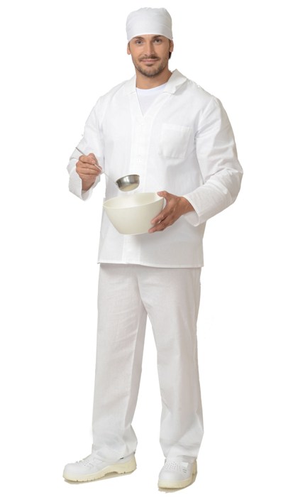 картинка Костюм повара мужской: куртка-брюки, белый