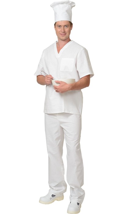 картинка Костюм пекаря универсальный: блуза, брюки, белый