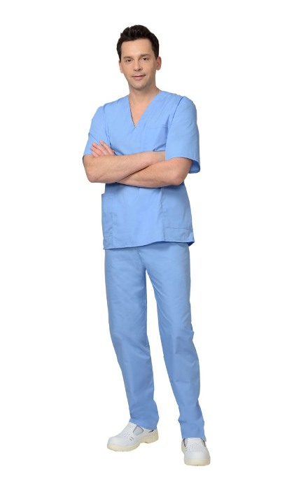 картинка Костюм хирурга универсальный: блуза, брюки голубой