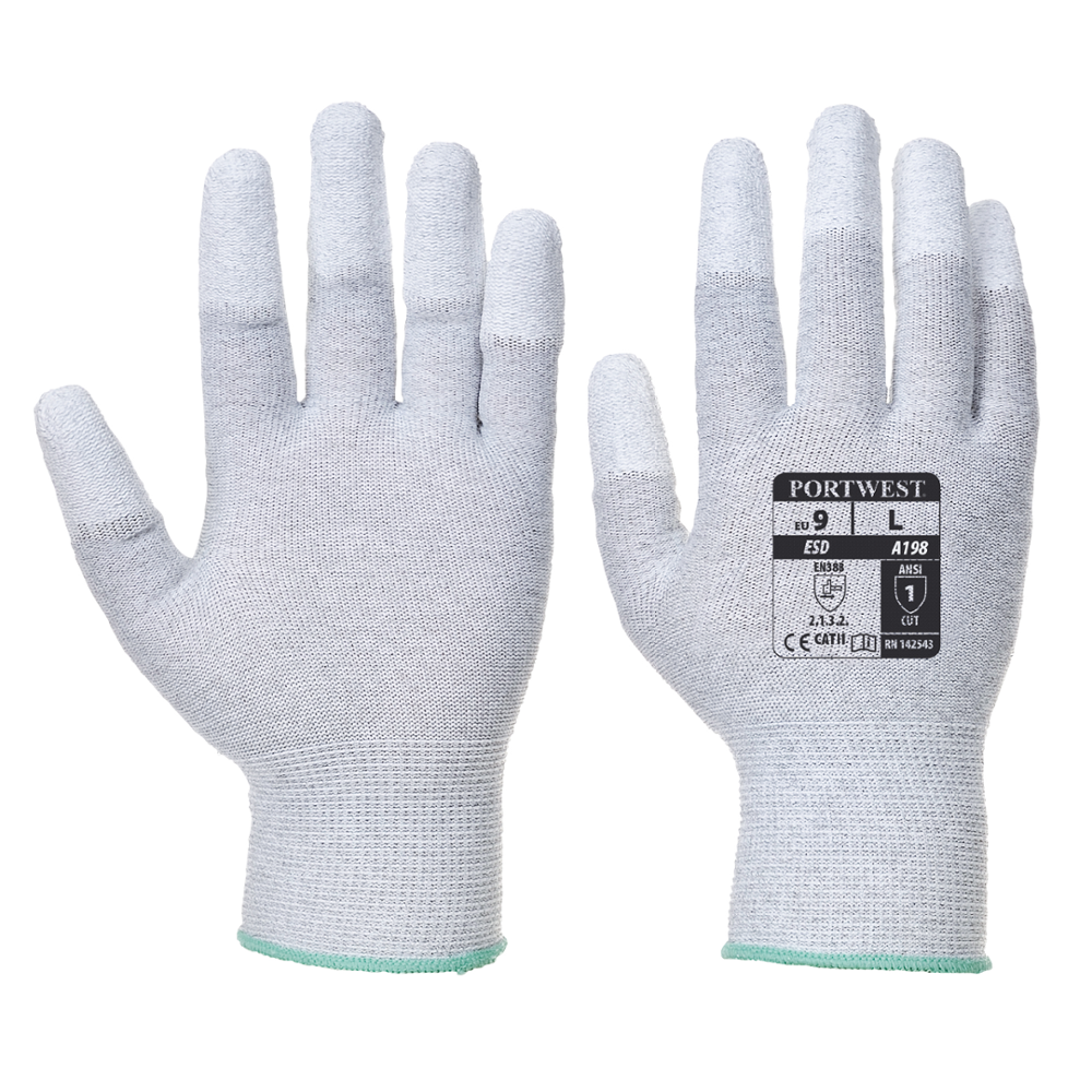 картинка Portwest A198, Антистатические перчатки с полиуретановым покрытием на пальцах