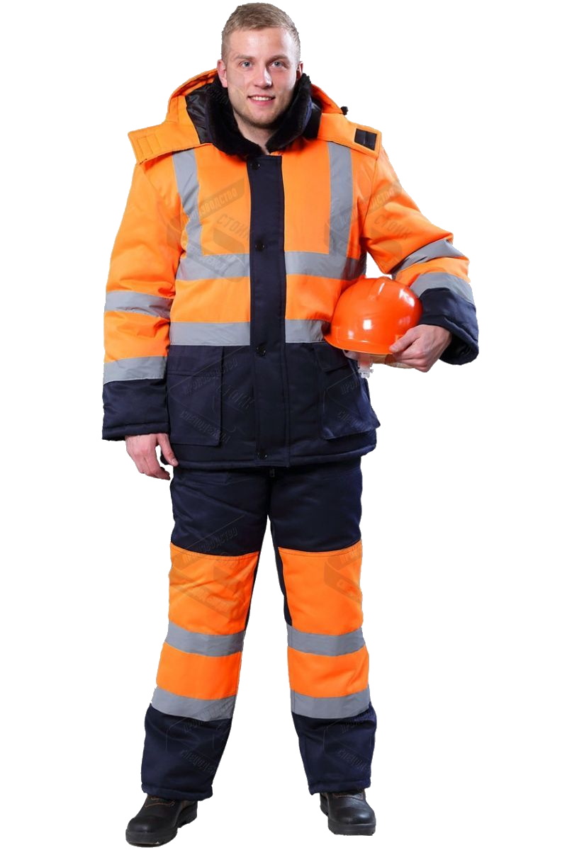 картинка Костюм зимний СИГНАЛ-3 (тк.смесовая) куртка-брюки, оранж./т.син. СОП