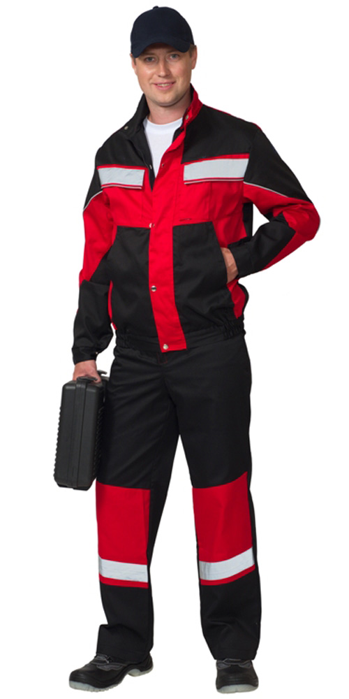 картинка Костюм ОРИОН-С, куртка-п/к (тк. смесовая) черный/красный, СОП 50мм