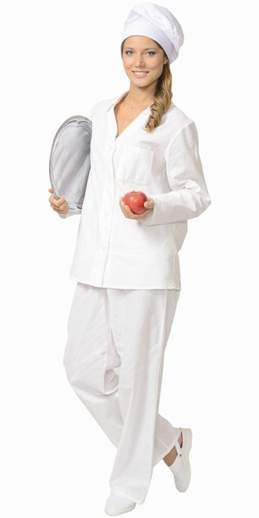 картинка Костюм повара женский: куртка-брюки, белый