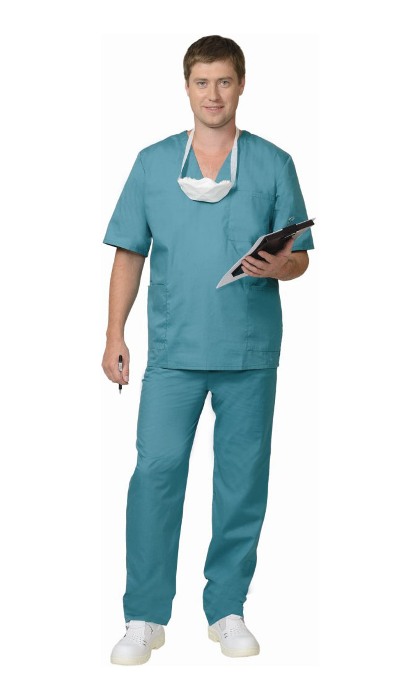 картинка Костюм хирурга универсальный: блуза, брюки зелёный
