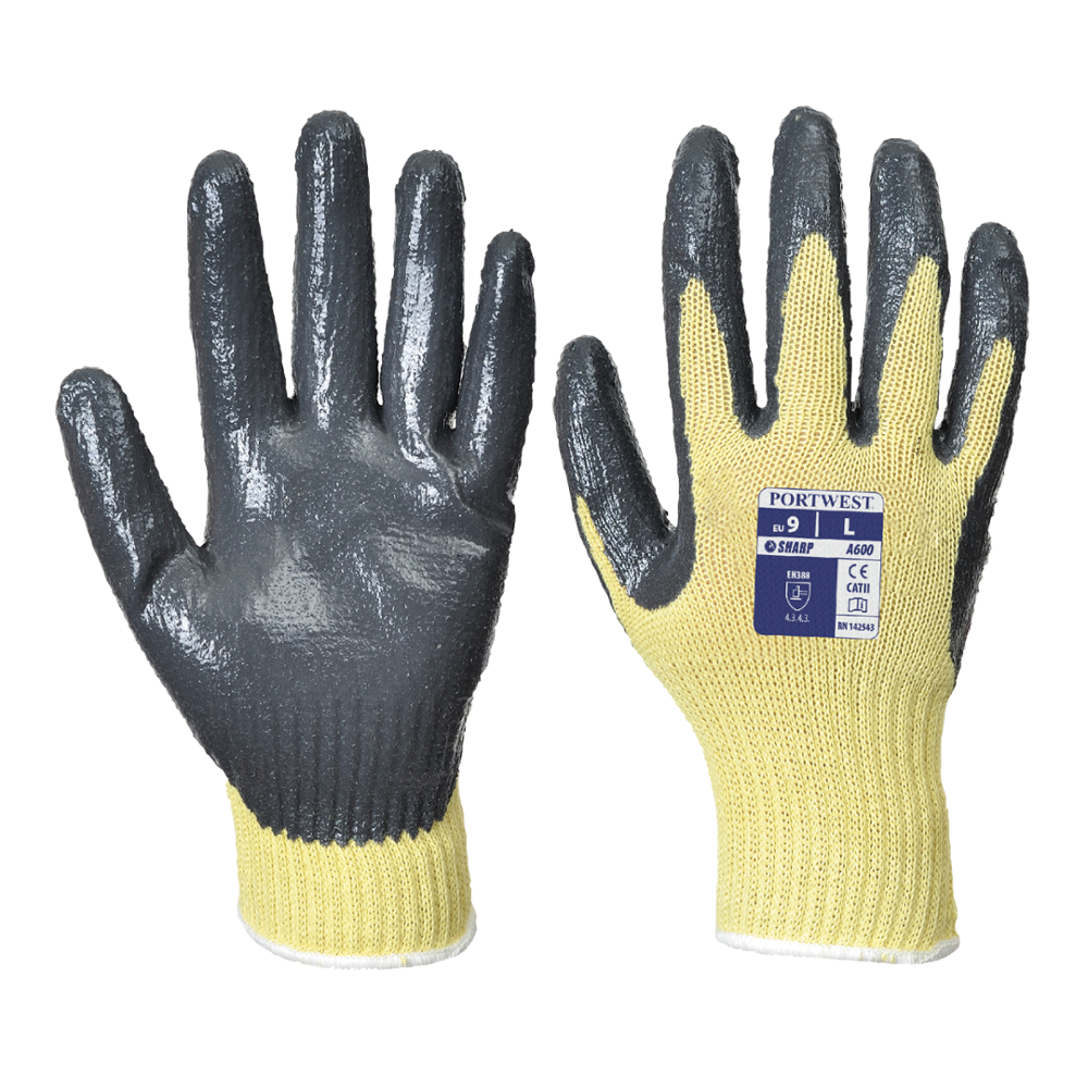 картинка Portwest A600, Кевларовые перчатки от порезов с нитриловым покрытием ладони, 3 уровень