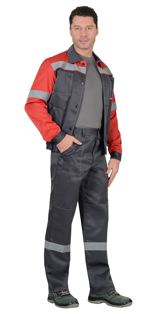 картинка Костюм ЛЕГИОНЕР-С куртка-брюки (тк. смесовая) серый/красный, СОП 50мм
