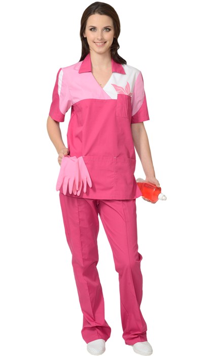 картинка Костюм ЛОТОС женский: куртка-брюки, сливовый/тепло-розовый