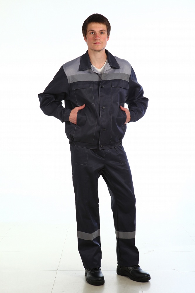 картинка Костюм ОПТИМАЛ, куртка-п/к (тк.Грета), т.серый/серый, СОП