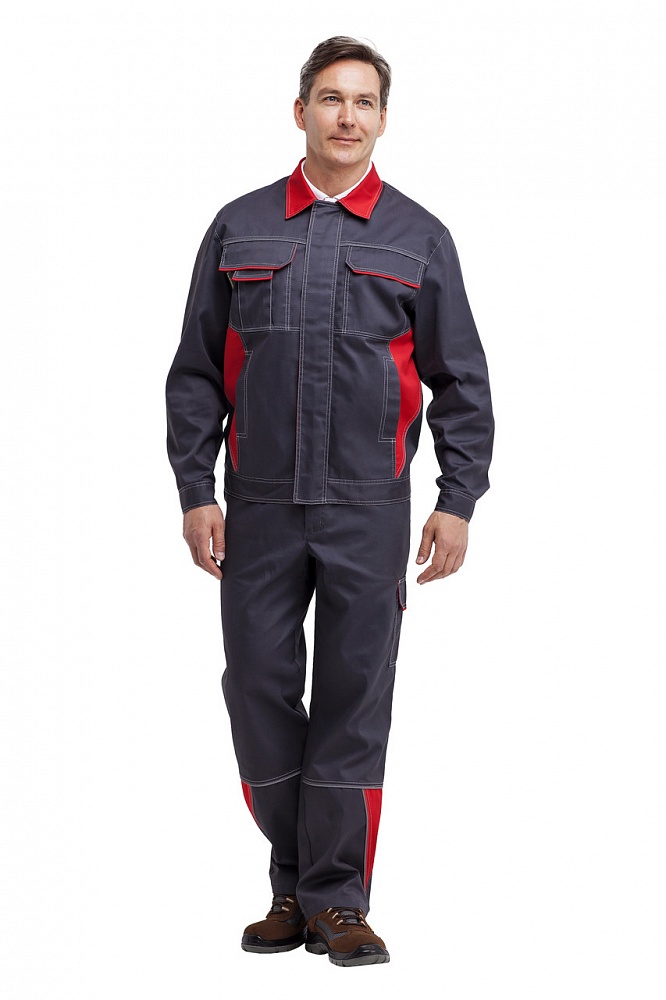 картинка Костюм СТРАЙК 2, куртка-п/к (тк. смесовая) серый/красный