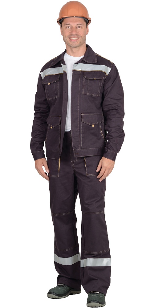 картинка Костюм ТРОЯ-С куртка-брюки (тк. х/б) т.коричневый с СОП