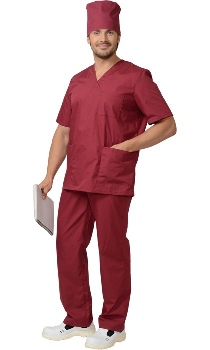 картинка Костюм хирурга универсальный: блуза, брюки бордовый