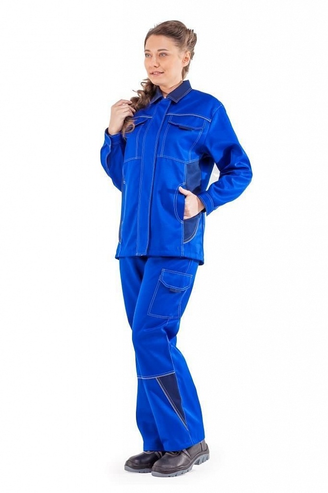картинка Костюм СТРАЙК женский куртка-брюки (тк. смесовая) василек/т.синий