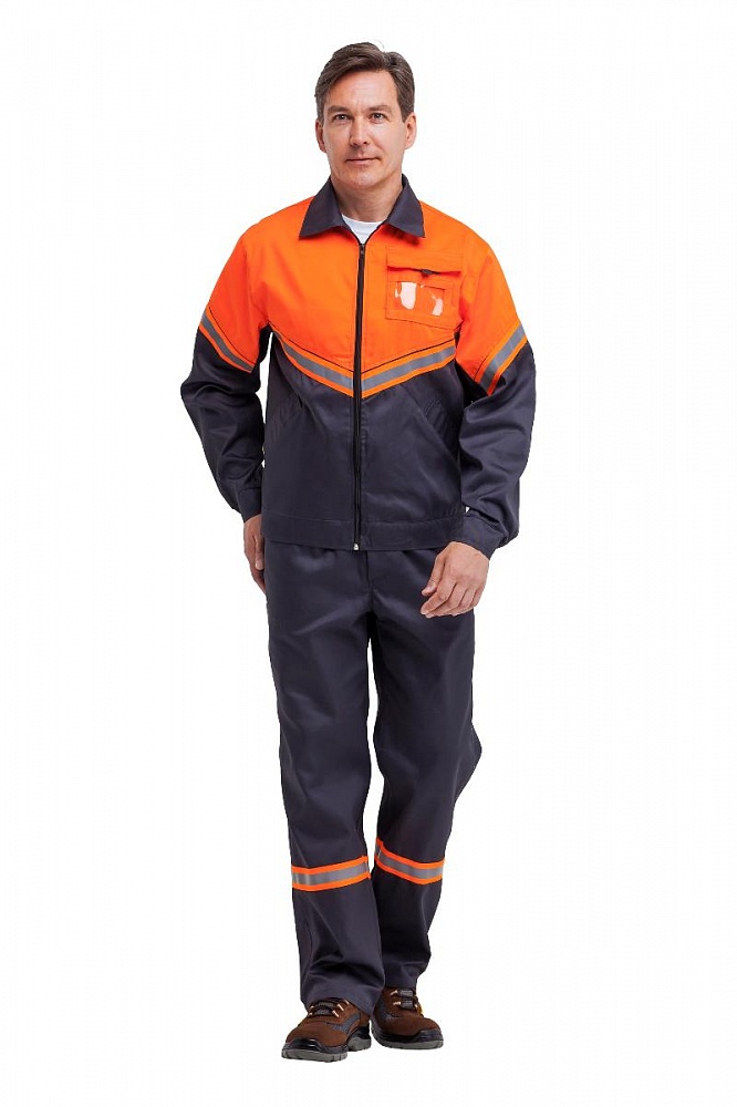 картинка Куртка ИЛИОН (тк. смесовая) графит/оранжевый