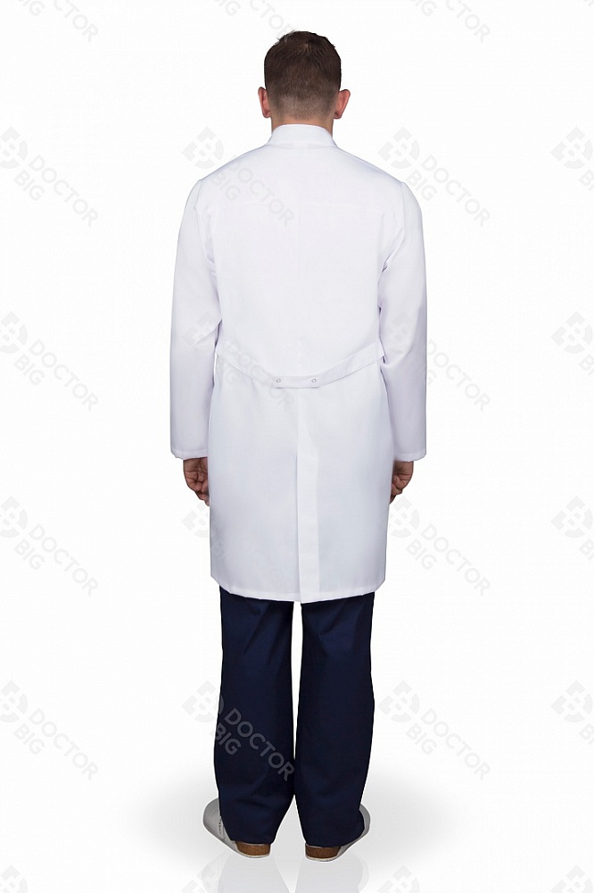 картинка Халат мужской №502 (тк. ТиСи) DoctorBIG, белый/серый (0/34)